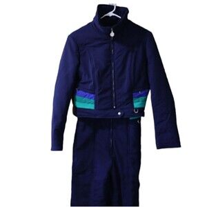 Vintage Cevas 1980s Colorful Ski Suit Snowsuit Bibs & Coat Set Size 12 Nylon